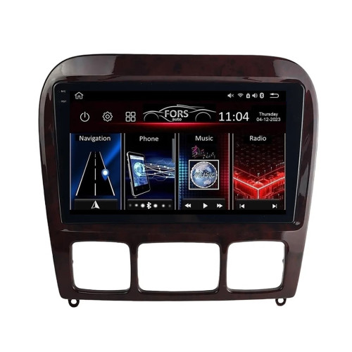 Штатная магнитола FORS.auto FS 4 MAX Qled для Mercedes-Benz S-Class W220-коричневый (4+32Gb, 9") 1998-2005
