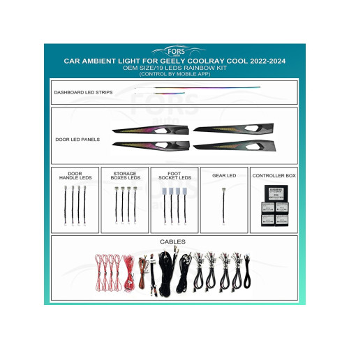 Подсветка салона FORS.auto для Geely Coolray Cool 2022-2024 (Rainbow Kit)-19 LEDs