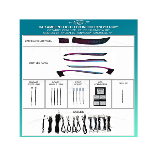 Подсветка салона FORS.auto для Infiniti Q70 2011-2021 (Ambient Light)-22 LEDs Подсветка салона FORS.auto для Infiniti Q70 2011-2021 (Ambient Light)-22 LEDs