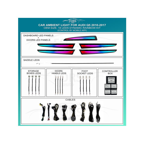 Подсветка салона FORS.auto для Audi Q5 2010-2017 (Dynamic Rainbow Kit)-18 LEDs