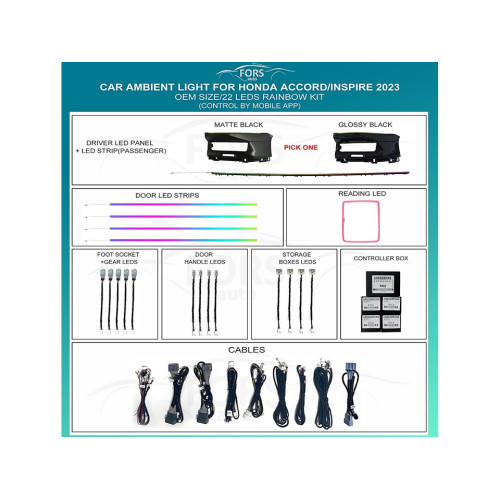 Подсветка салона FORS.auto для Honda Accord/Inspire 2023 (Rainbow Kit)-22 LEDs Подсветка салона FORS.auto для Honda Accord/Inspire 2023 (Rainbow Kit)-22 LEDs
