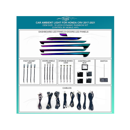 Подсветка салона FORS.auto для Honda CRV 2017-2021 (Dynamic Rainbow Kit)-18 LEDs