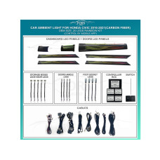 Подсветка салона FORS.auto для Honda Civic 2016-2021 (Carbon Fiber)-20 LEDs