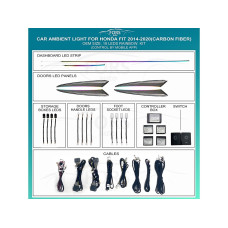 Подсветка салона FORS.auto для Honda Fit 2014-2020 (Carbon Fiber)-18 LEDs