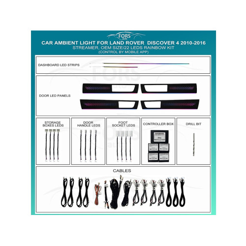 Подсветка салона FORS.auto для Land Rover Discovery 4 2010-2016 (Streamer)-22 LEDs