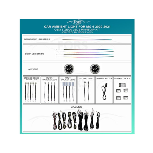 Подсветка салона FORS.auto для MG 6 2020-2021 (Rainbow Kit)-20 LEDs