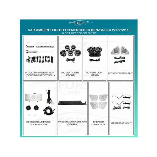 Подсветка салона FORS.auto для Mercedes-Benz A/CLA-Class W177/W118 (Color Sync)-8 Sets Kit