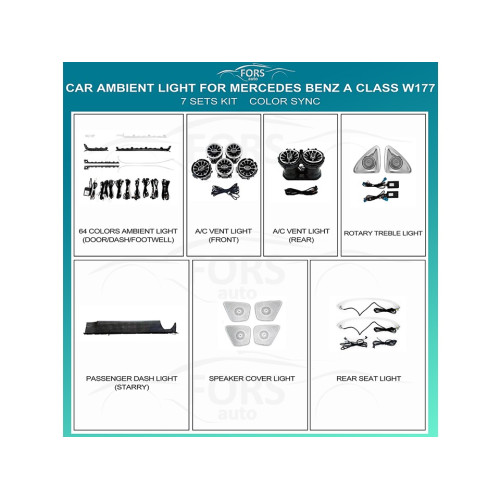 Подсветка салона FORS.auto для Mercedes-Benz A-Class W177 (Color Sync)-7 Sets Kit