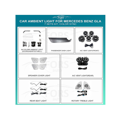 Подсветка салона FORS.auto для Mercedes-Benz GLA-Class (Color Sync)-7 Sets Kit