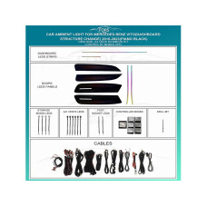Подсветка салона FORS.auto для Mercedes-Benz Vito (Dashboard Structure Change) 2016-2023 (Piano Black)-24 LEDs