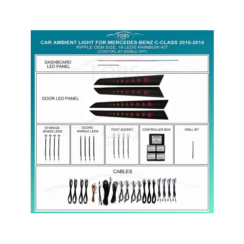 Подсветка салона FORS.auto для Mercedes-Benz C-Class 2010-2014 (Ripple)-18 LEDs