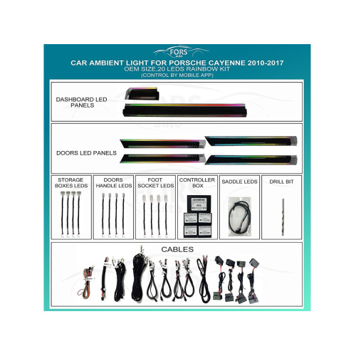 Подсветка салона FORS.auto для Porsche Cayenne 2010-2017 (Rainbow Kit)-20 LEDs Подсветка салона FORS.auto для Porsche Cayenne 2010-2017 (Rainbow Kit)-20 LEDs