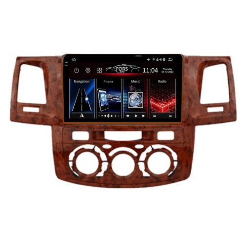 Штатна магнітола FORS.auto FS 2 PRO для Toyota Fortuner/Vigo/Hilux (2+32Gb, 9", Manual AC, wooden) 2007-2014